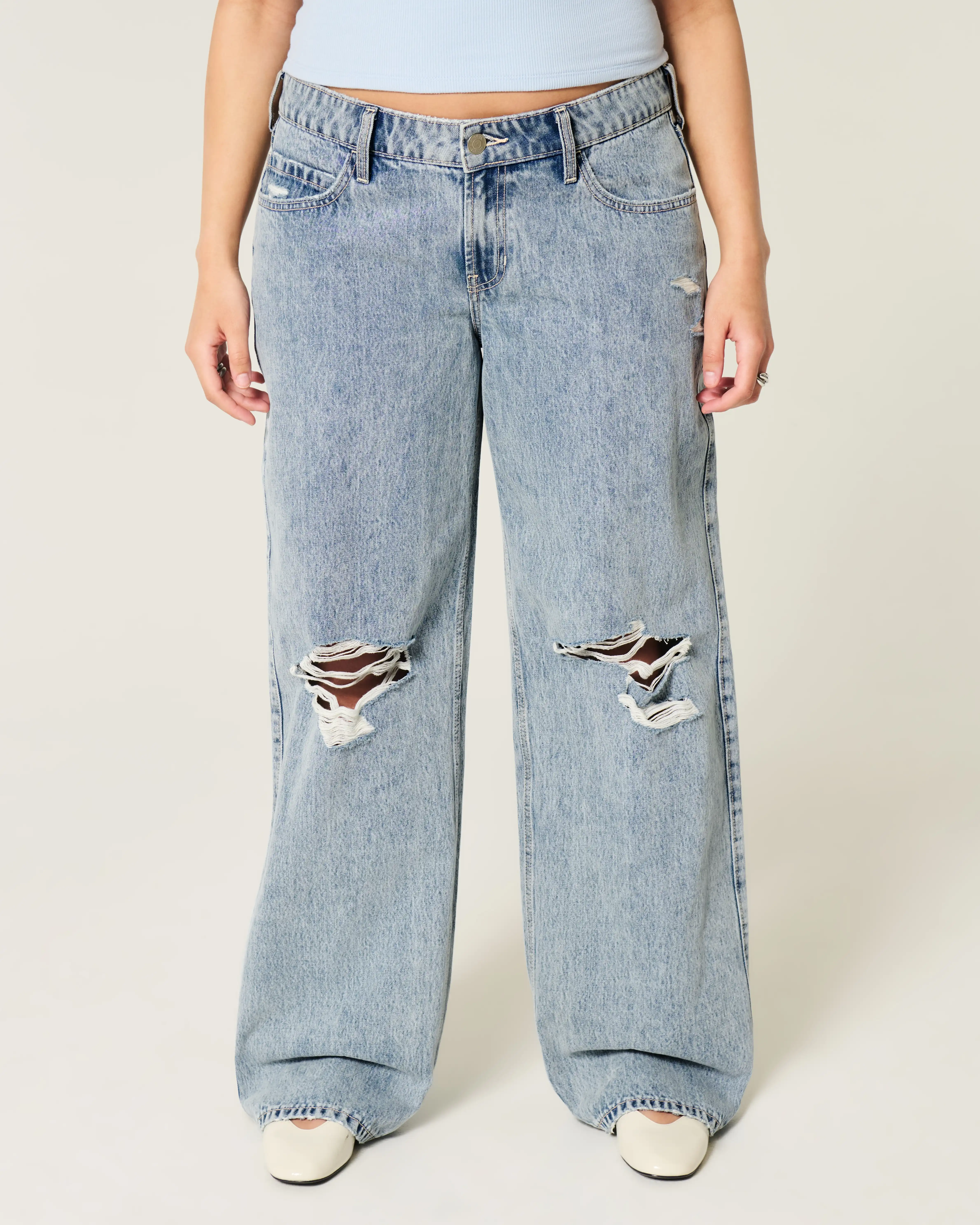 LowRise Ripped Medium Wash Baggy Jeans medium ripped Hollister Co. — free download